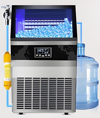 110kg commercial fully automatic small ice maker for business use, large-capacity square ice cubes, large ice maker for bars.